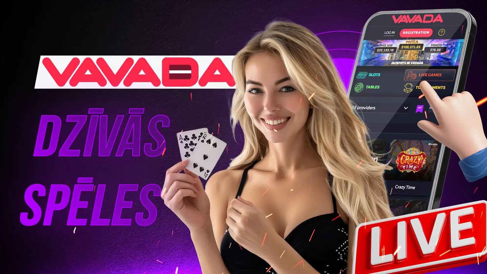 Spēlējiet tūkstošiem azartspēļu Vavada Live-Casino