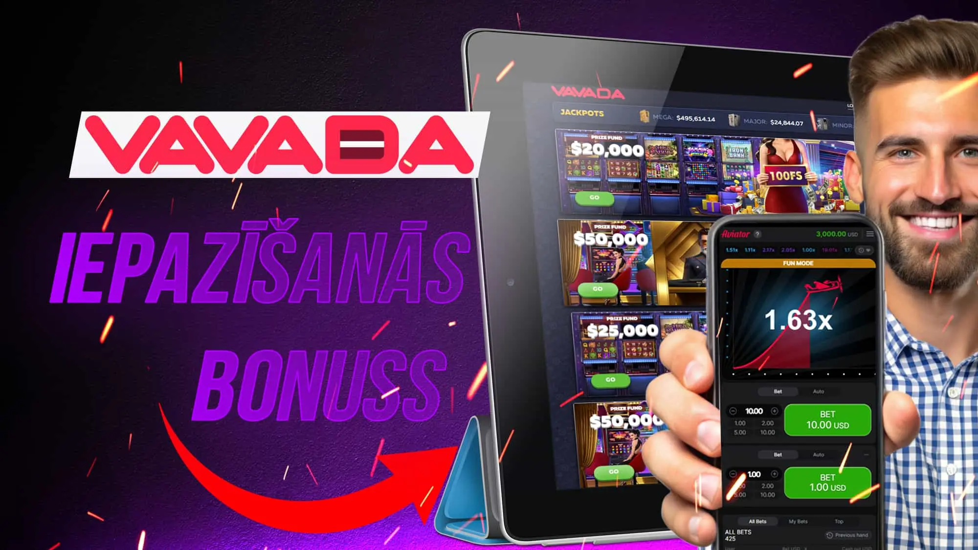 Saņemiet Aviator bonusus Vavada kazino